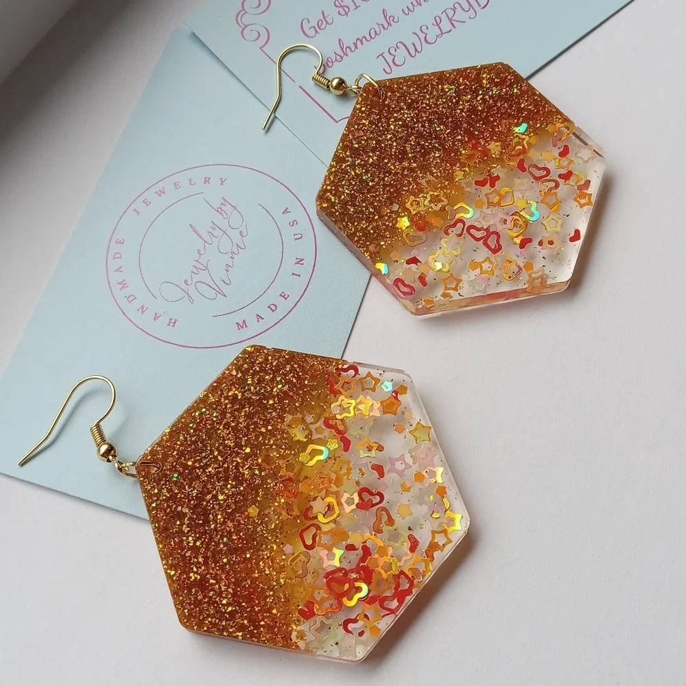 Hand Crafted Resin Sunset And Campfires Collection Earrings